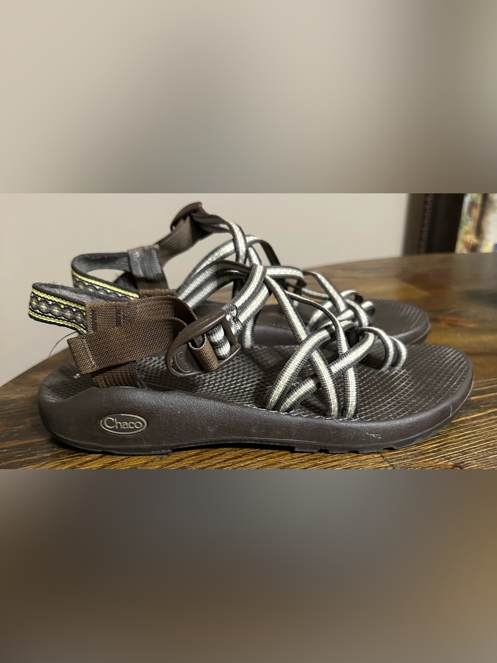 Chaco Women's Brown and Cream Strappy Sport Sandals